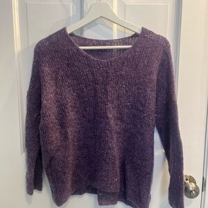 Hand-knit Sheer Mohair Sweater in Purple Sparkle